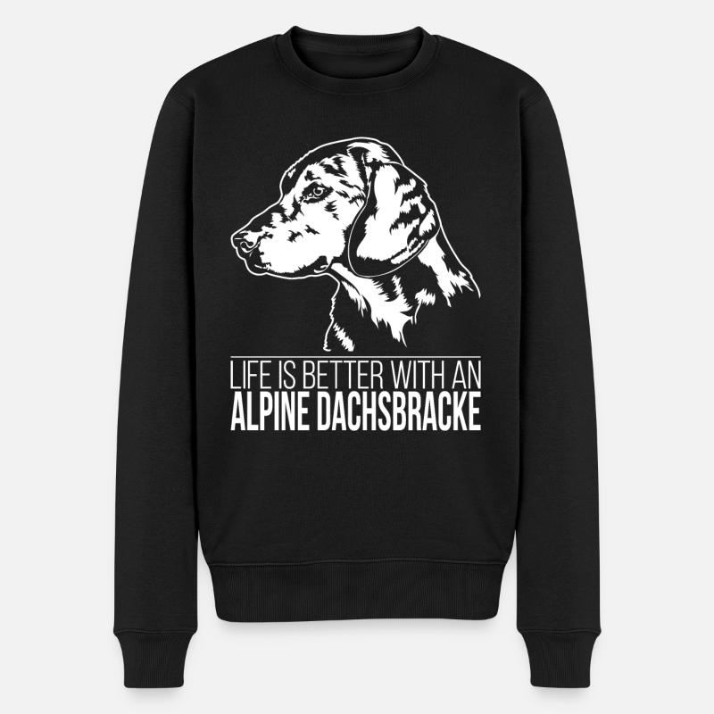 ALPINE DACHSBRACKE la vie est meilleure Chiens Wilsigns - Pull Premium bio Homme - noir