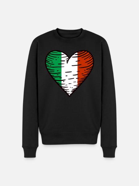 Italië Vlag Hart Italiaanse Vlag Italia - Mannen Premium Bio sweater - zwart