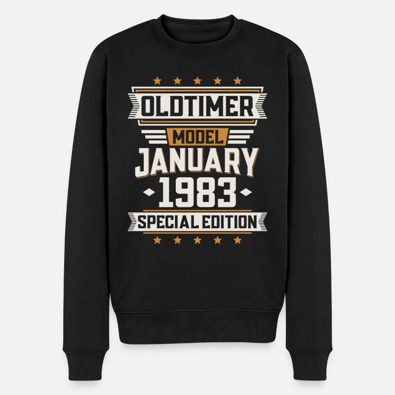 Janvier Année 1983 Année de construction Oldtimer Anniversaire - Pull Premium bio Homme - noir