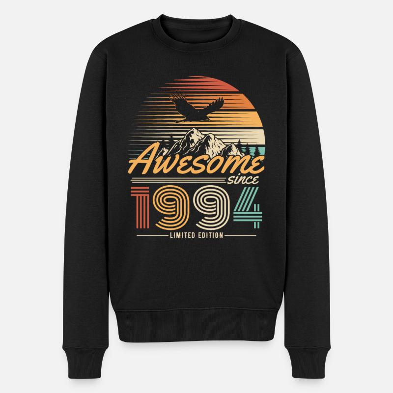 Jahrgang 1994 geboren Vintage Retro Geburtstag - Männer Premium Bio Pullover - Schwarz