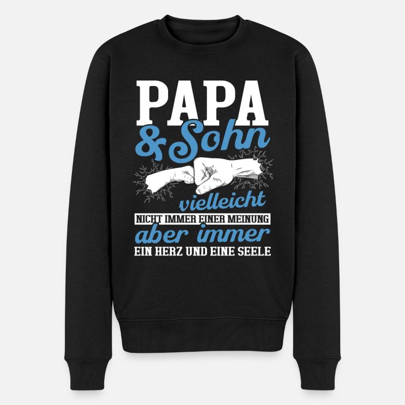 Papa und Sohn - Männer Premium Bio Pullover - Schwarz
