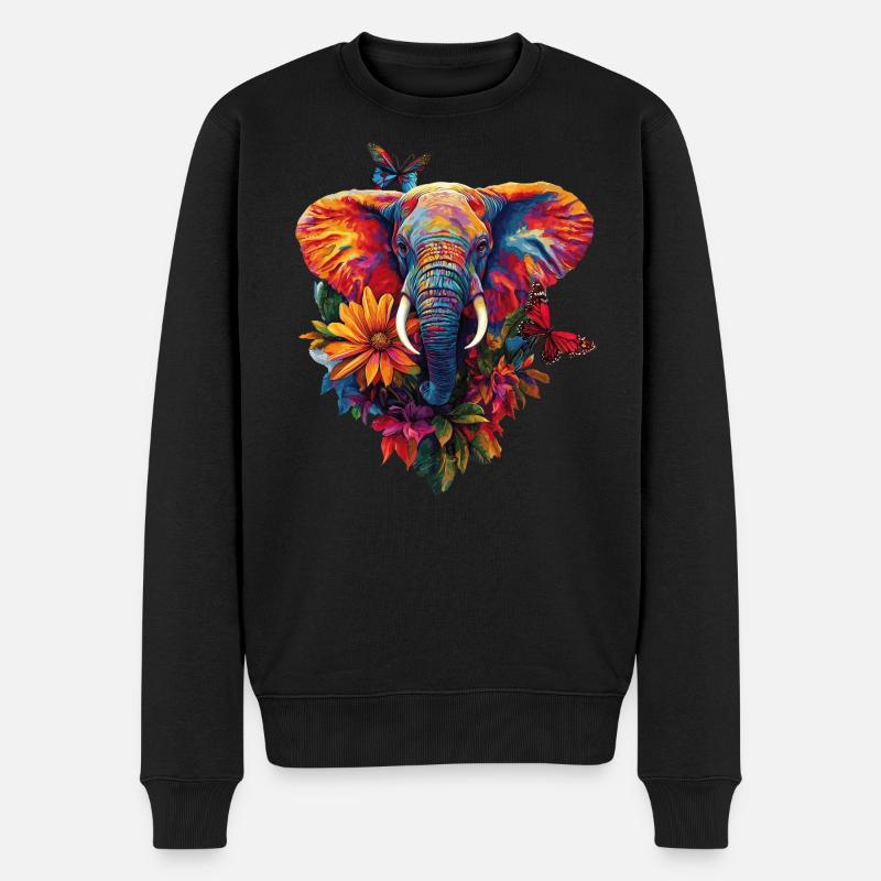 Elefant - Männer Premium Bio Pullover - Schwarz