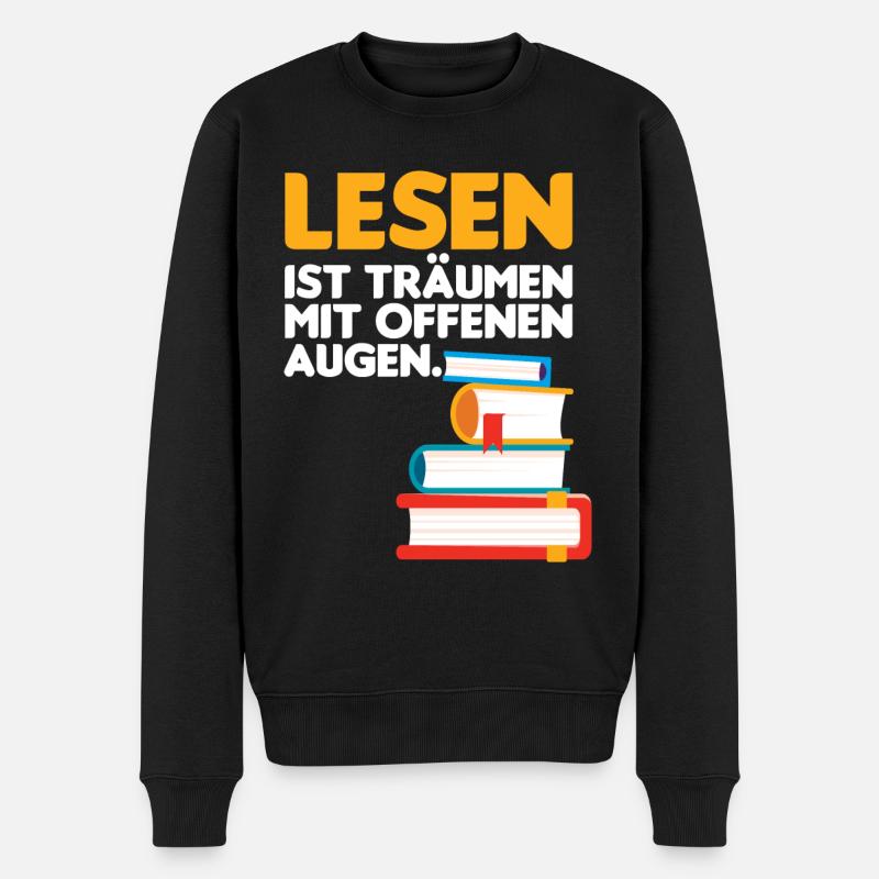 Buch lesen Bücher Leser - Männer Premium Bio Pullover - Schwarz