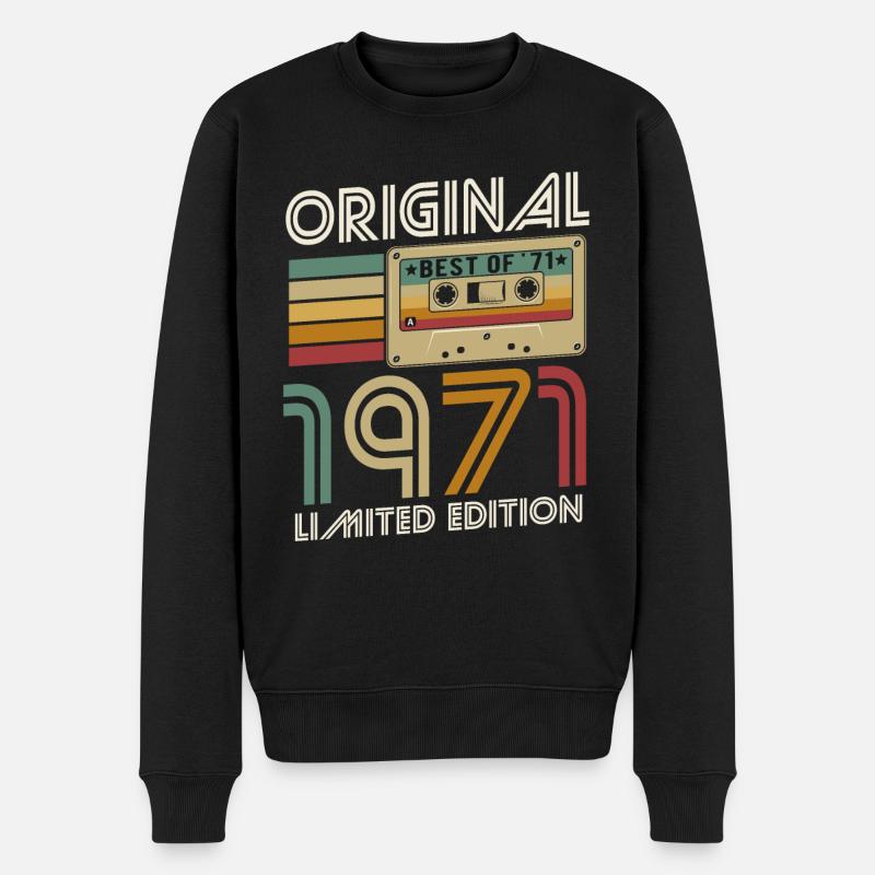 1971 Vintage Jahrgang Geburtstag Retro Geschenk - Männer Premium Bio Pullover - Schwarz