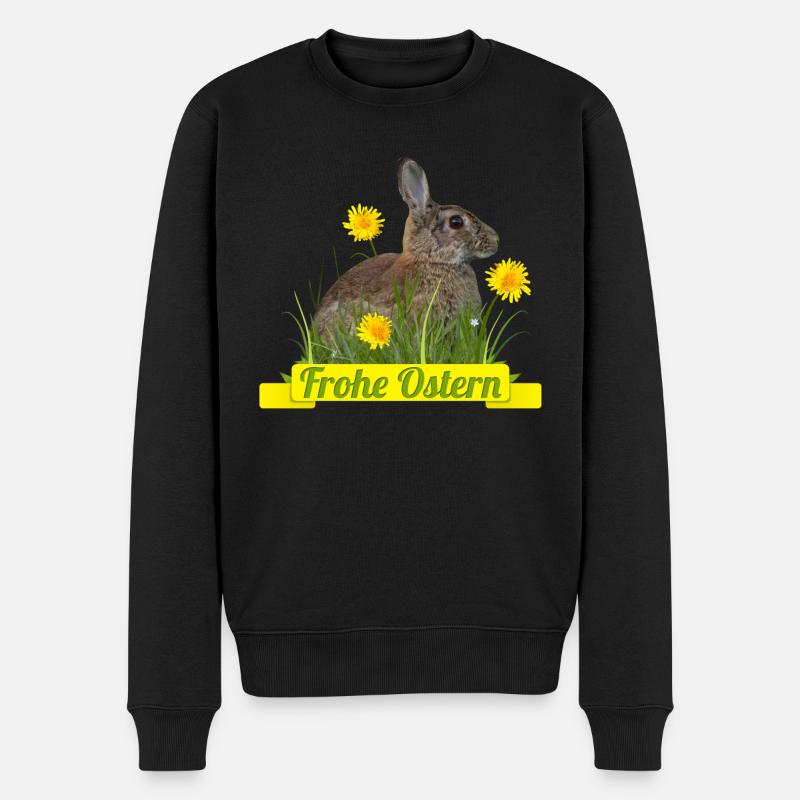 Frohe Ostern Osterhase - Männer Premium Bio Pullover - Schwarz