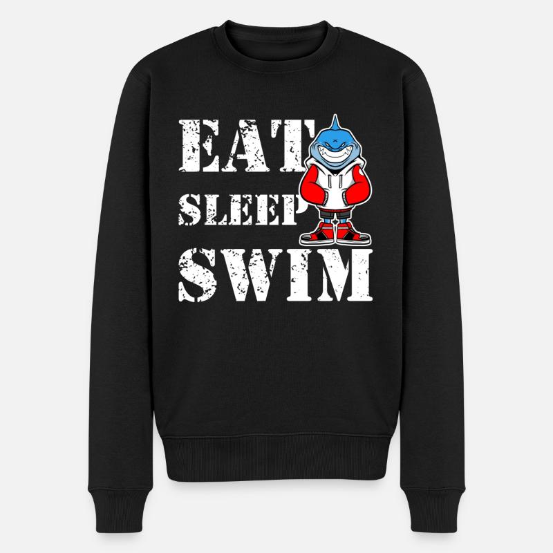 Eat Sleep Swim | Hai Vintage - Männer Premium Bio Pullover - Schwarz