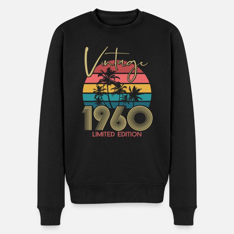 Vintage 1960 geboren Geburtstag 1960 Geschenk - Männer Premium Bio Pullover - Schwarz