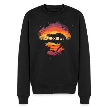 Iguana Reptiles Green Iguana - Men's Premium Organic Jumper - black - Front - Nico (187cm)