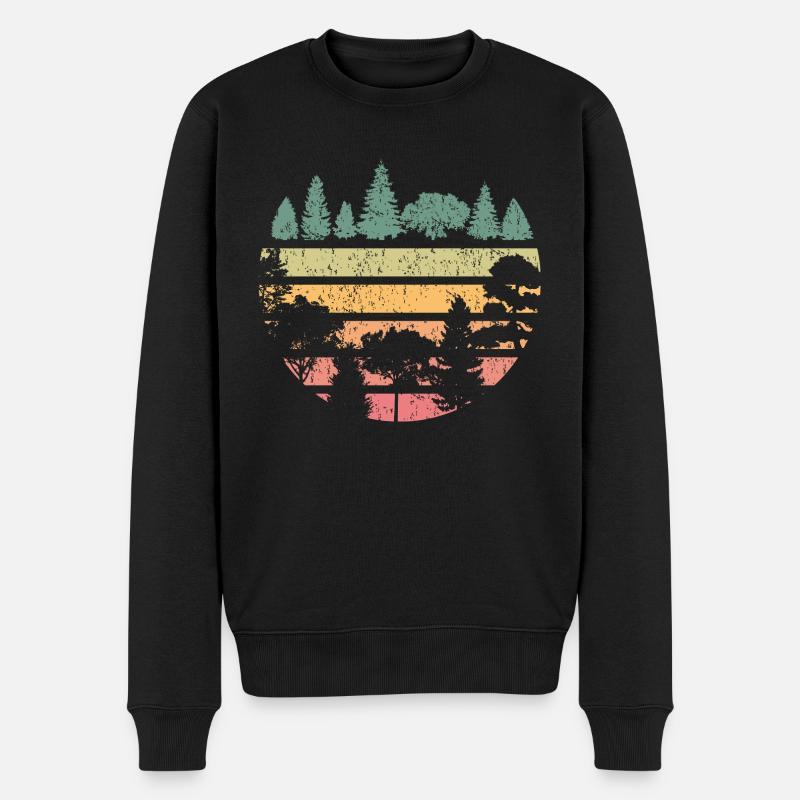 Wald Natur Landschaft - Männer Premium Bio Pullover - Schwarz