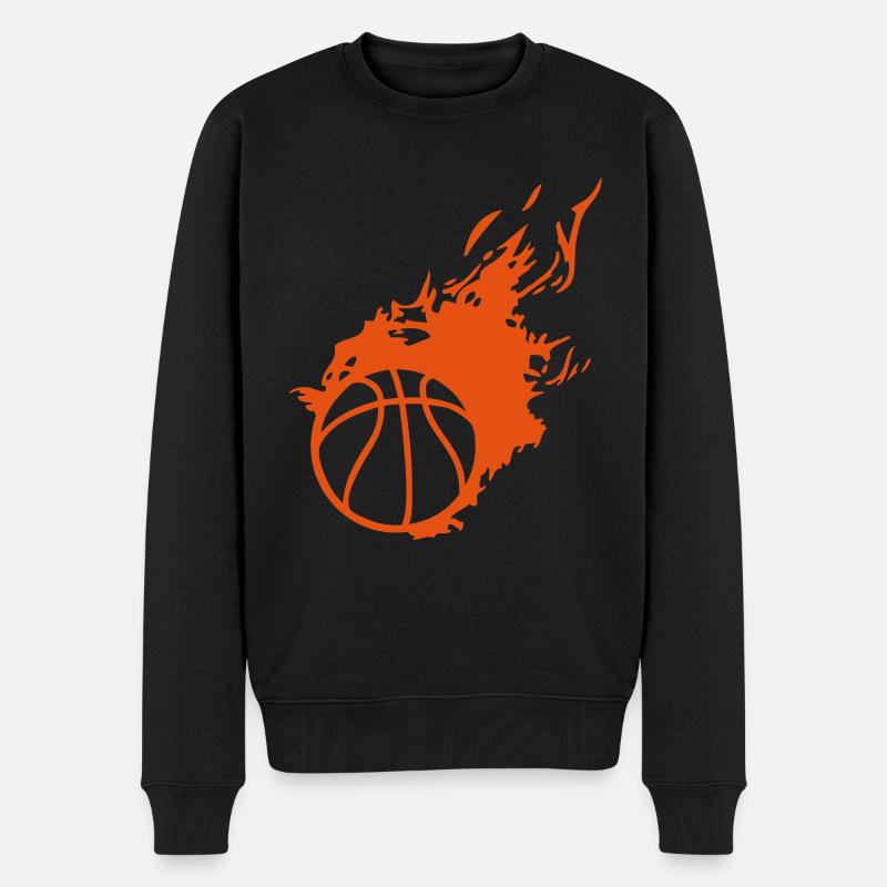 basketball Flamme fireball1 - Männer Premium Bio Pullover - Schwarz