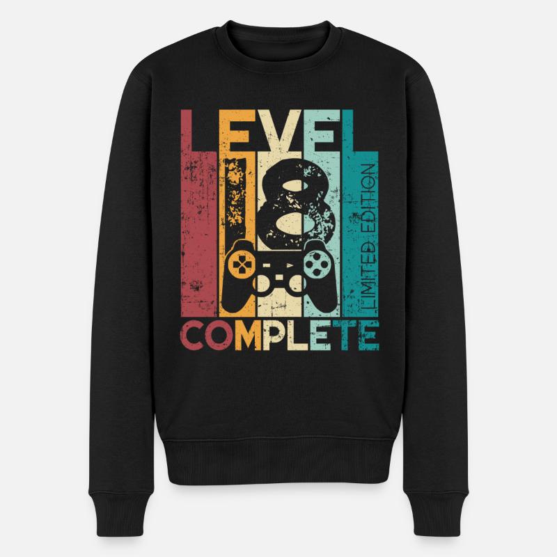 18 Geburtstag Level 18 Complete 18 Jahre Geschenk - Männer Premium Bio Pullover - Schwarz