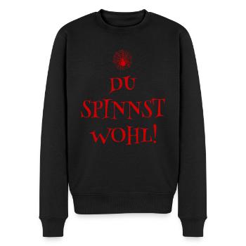 DU SPINNST WOHL - SPINNER - SPINNE - SPINNENNETZ - Männer Premium Bio Pullover - Schwarz - Vorne - Nico (187cm)