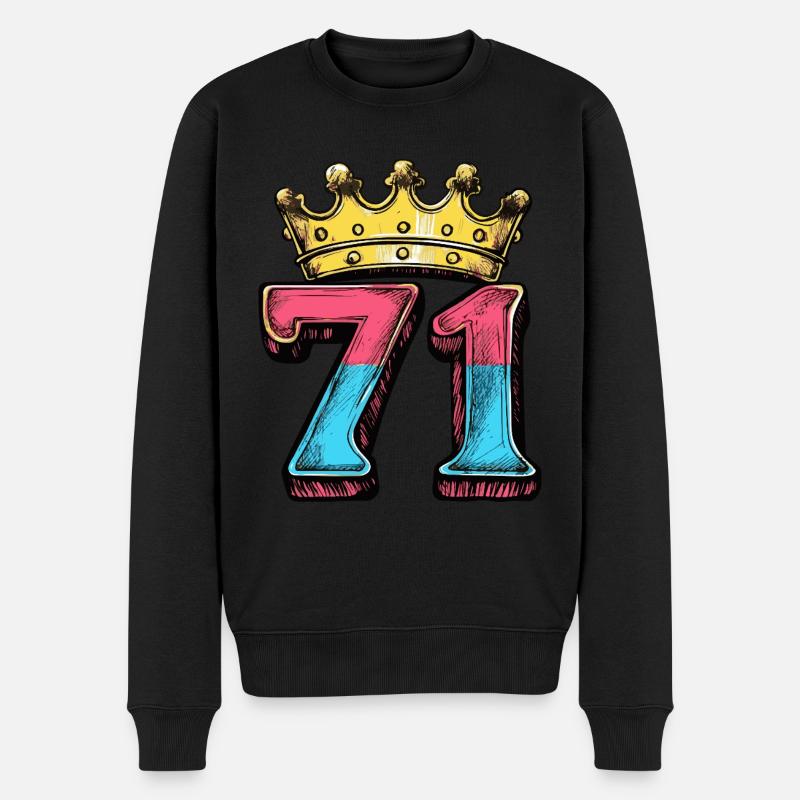 71 Nombre Couronne - Pull Premium bio Homme - noir