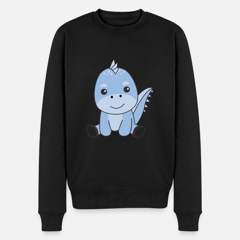 Blauer Dino süße Dinosaurier für Kinder - Männer Premium Bio Pullover - Schwarz