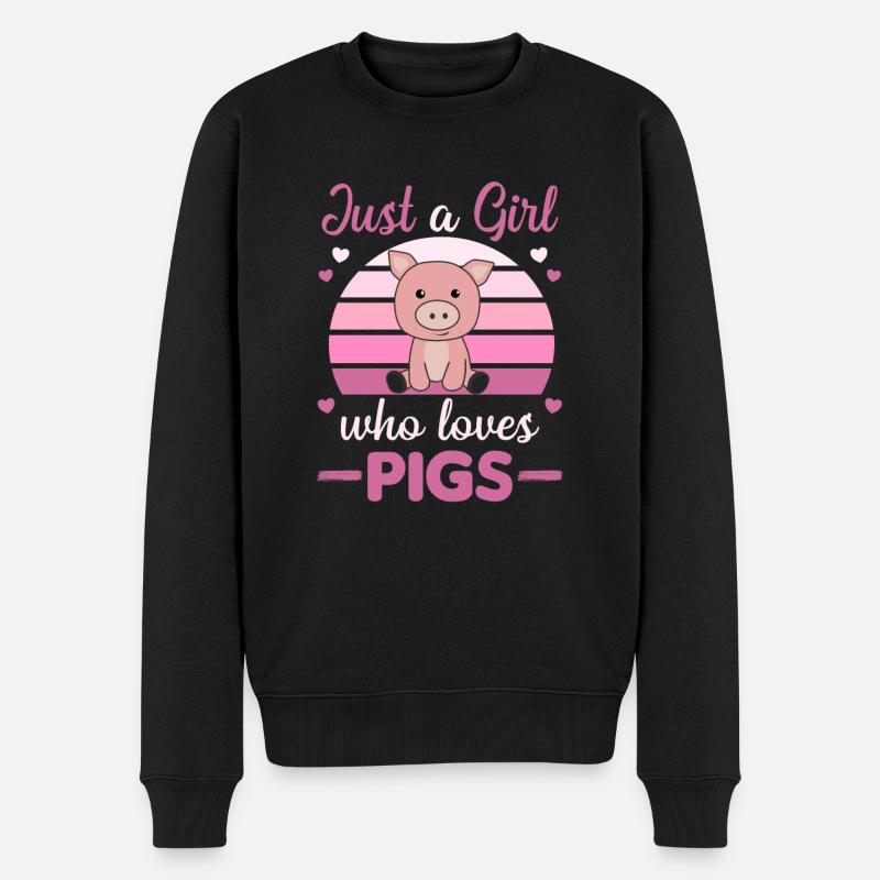 Nur ein Mädchen das Schweine liebt süßes Schwein - Männer Premium Bio Pullover - Schwarz