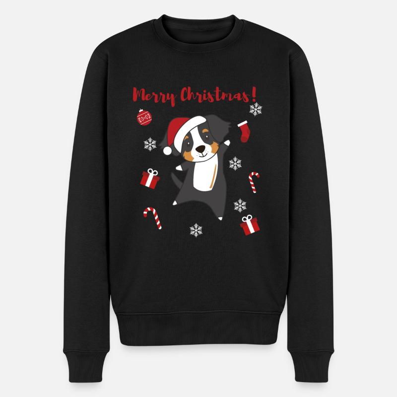 Berner Sennenhund fröhliche Weihnachten Hunde - Männer Premium Bio Pullover - Schwarz