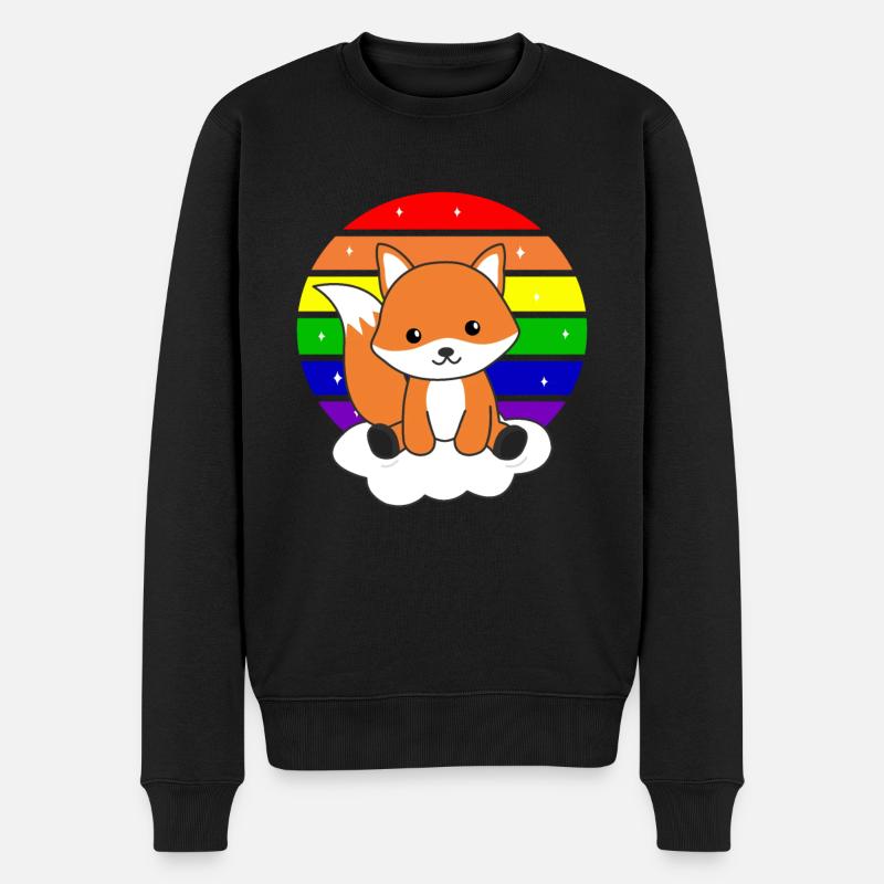 Regenbogen Fuchs süße Füchse für Kinder - Männer Premium Bio Pullover - Schwarz