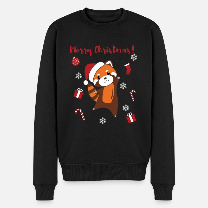 Rød Panda Jule sne vinterdyr Pandas - Økologisk premium-sweatshirt til mænd - sort