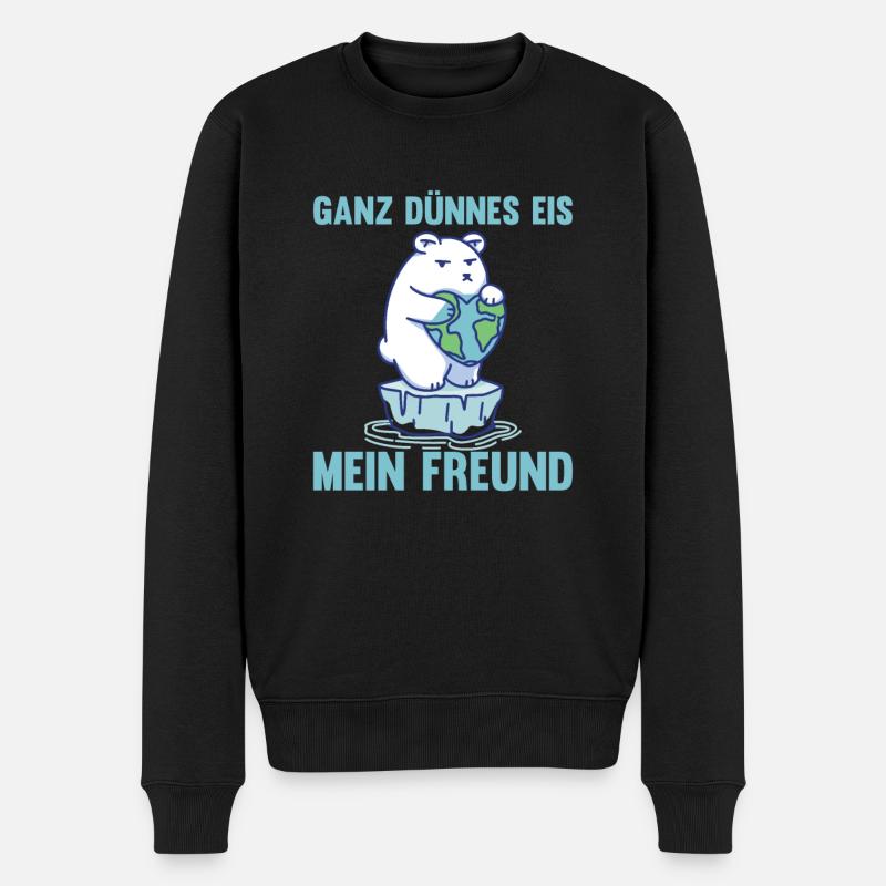 Eisbär dünnes Eis mein Freund lustig - Männer Premium Bio Pullover - Schwarz