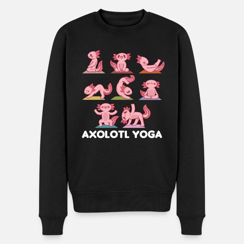Axolotl Yoga süße Axolotls Sport meditation - Männer Premium Bio Pullover - Schwarz