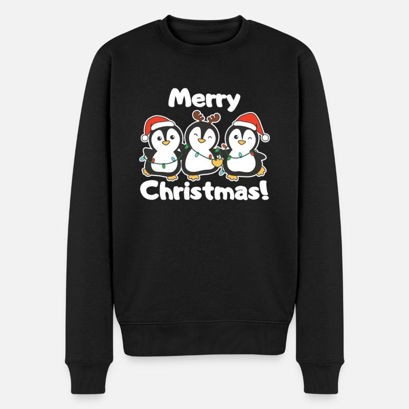 Pinguin Weihnachts Tiere süße Pinguine - Männer Premium Bio Pullover - Schwarz