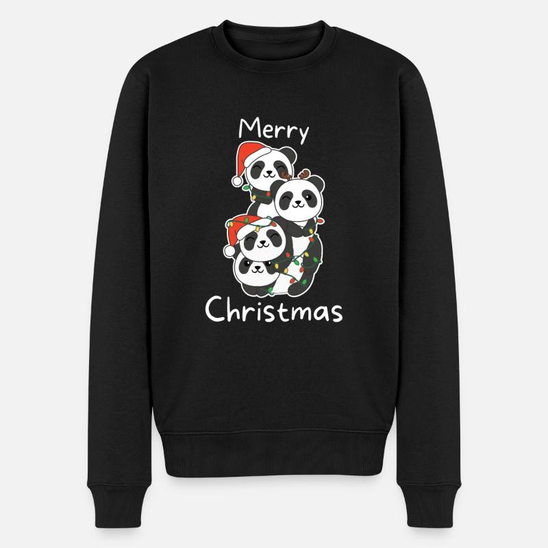 Panda Arbre de Noël Animaux de Noël Pandas - Pull Premium bio Homme - noir