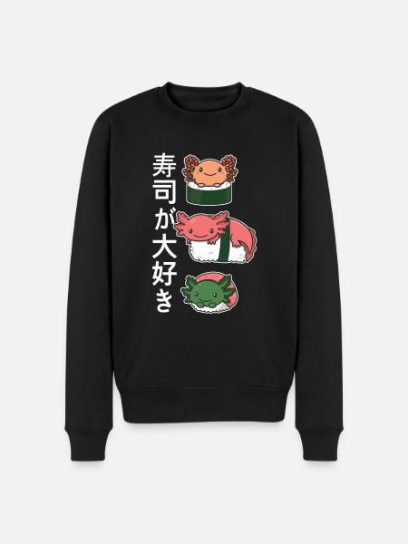 Sushi Axolotls kawaii Sushi Axolotl - Økologisk premium-sweatshirt til mænd - sort