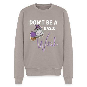 Hippo Halloween Witch Witches don't be a basic witch - Men's Premium Organic Jumper - taupe - Front - Nico (187cm)