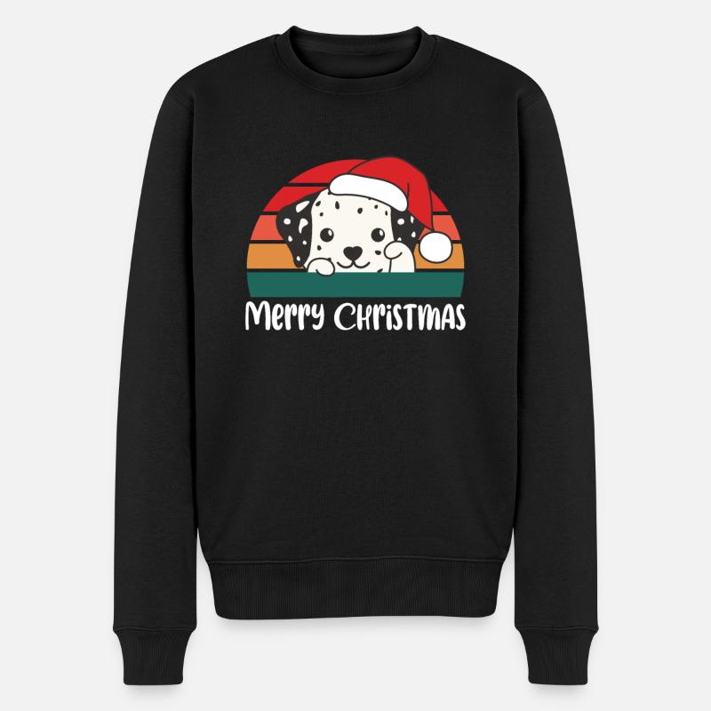 merry Christmas Retro Dalmatiner Weihnacht - Männer Premium Bio Pullover - Schwarz