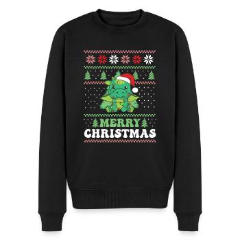 Merry Christmas retro ugly christmas Drache - Männer Premium Bio Pullover - Schwarz - Vorne - Nico (187cm)