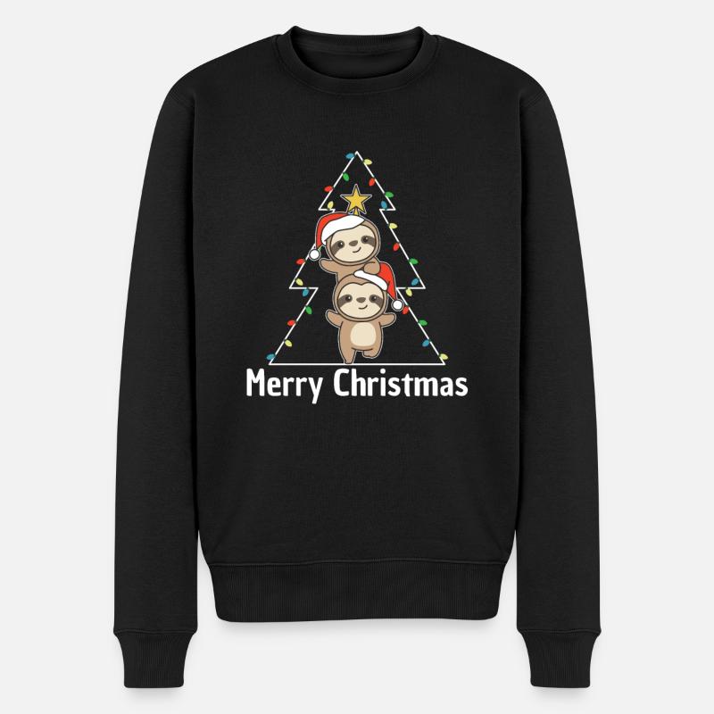 Faultier Weihnachtsbaum Weihnachts Tiere Faultiere - Männer Premium Bio Pullover - Schwarz