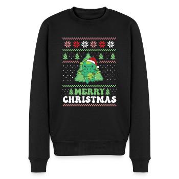 Joyeux Noël rétro moche dragon de Noël - Pull Premium bio Homme - noir - Devant - Nico (187cm)