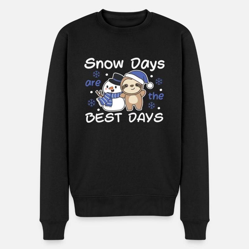 Faultier Snow Days are the best days Winter - Männer Premium Bio Pullover - Schwarz
