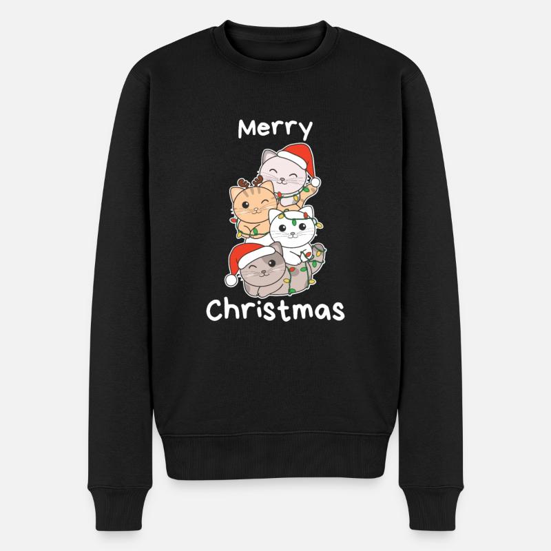 Chat Arbre de Noël Animaux de Noël Chats - Pull Premium bio Homme - noir