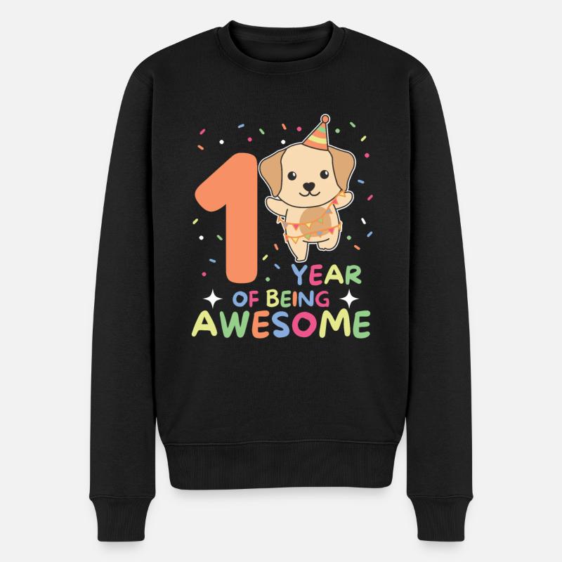 Labrador zum 1. Geburtstag für Kinder ein Jahr alt - Männer Premium Bio Pullover - Schwarz
