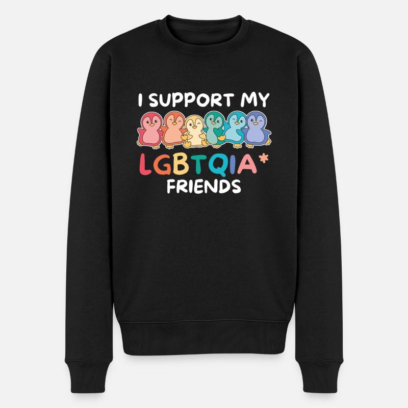 Rainbow Flag Gay Pride LGBTQ Pinguin - Männer Premium Bio Pullover - Schwarz