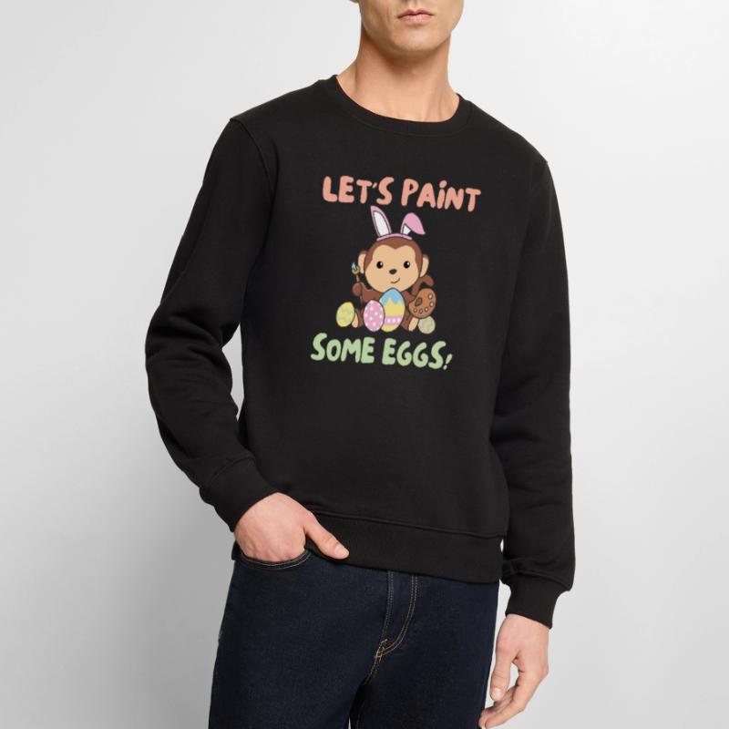 cute monkeys at Easter with Easter eggs monkey Men's Premium Organic Jumper
