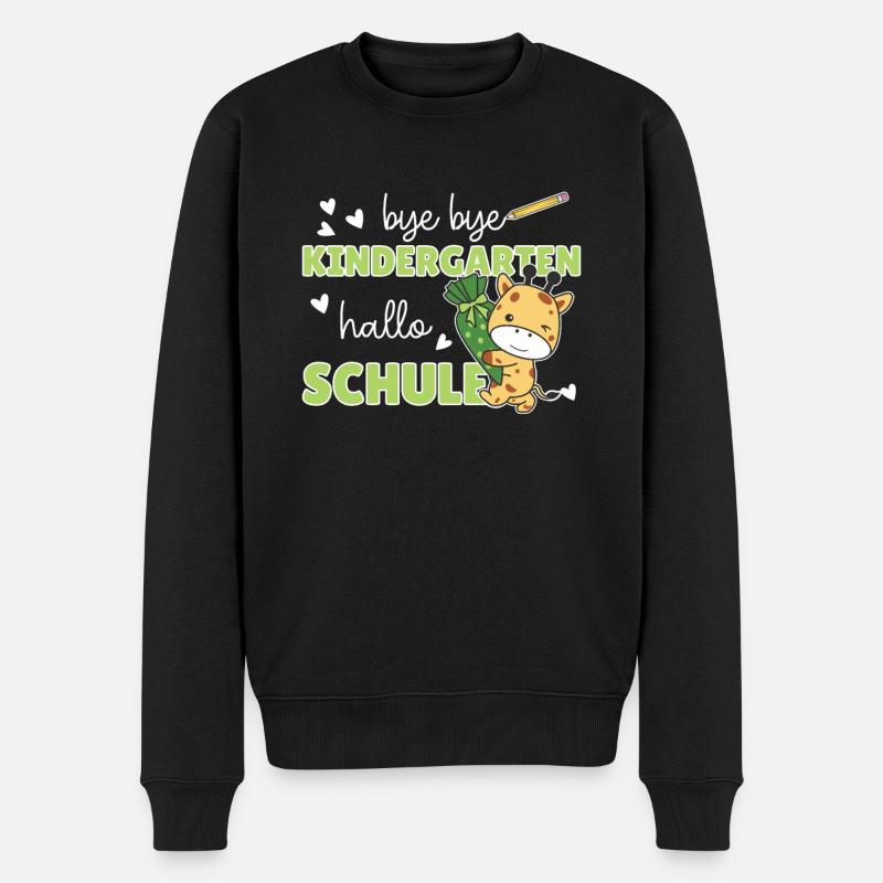 bye bye Kindergarten hallo Schule Giraffe - Männer Premium Bio Pullover - Schwarz