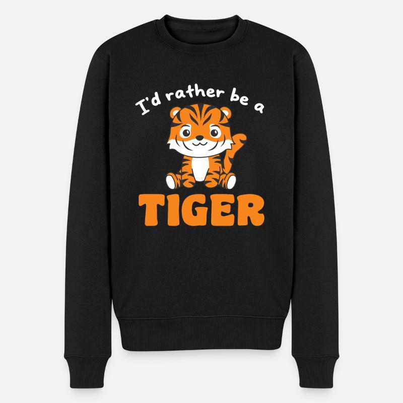 Ich wäre lieber ein Tiger - süße Tiger - Männer Premium Bio Pullover - Schwarz