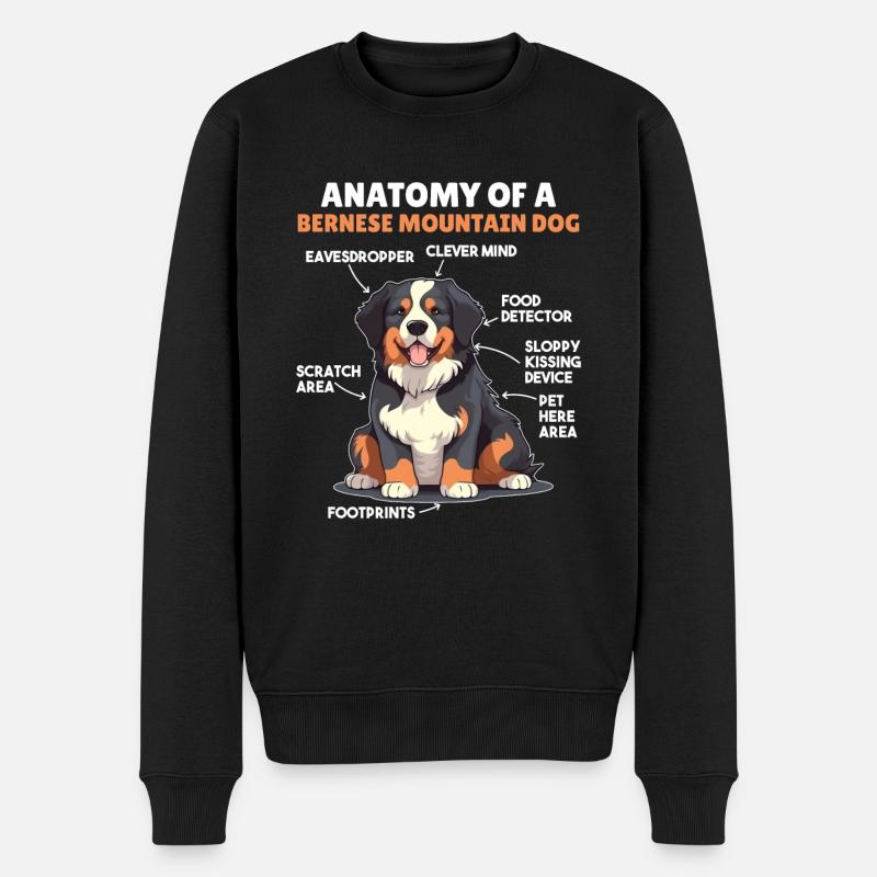Hunde Erklärung Anatomy eines Berner Sennenhund - Männer Premium Bio Pullover - Schwarz