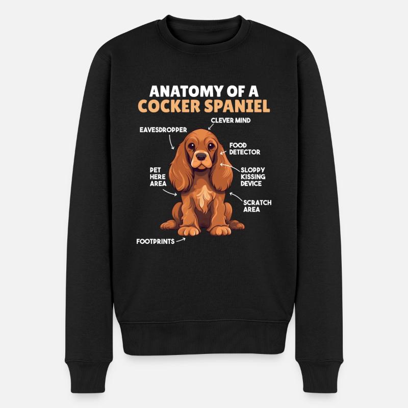 Hunde Erklärung Anatomy eines Cocker Spaniel - Männer Premium Bio Pullover - Schwarz