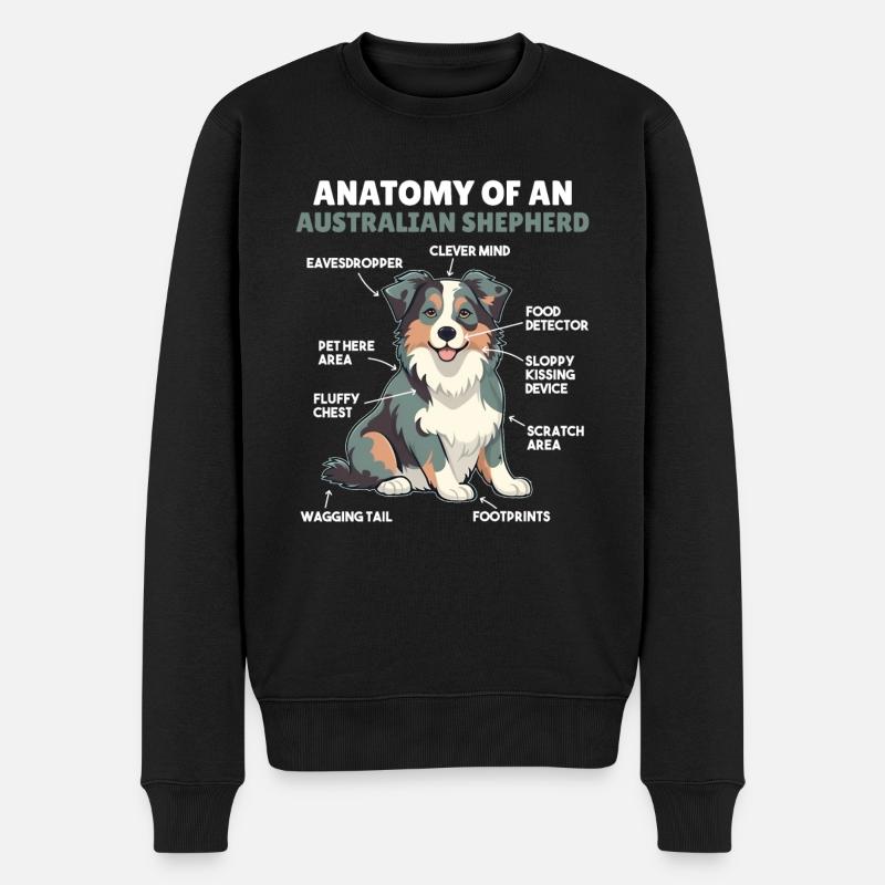 Hunde Erklärung Anatomy eines Australian Shepherd - Männer Premium Bio Pullover - Schwarz