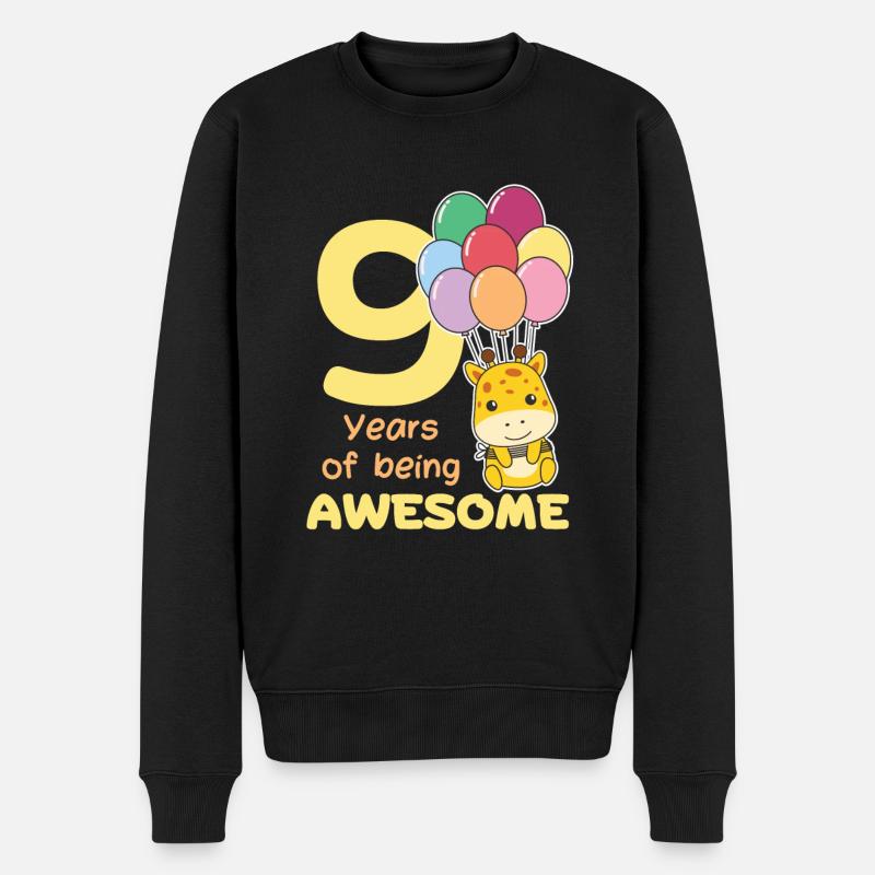 Giraffe zum 9. Geburtstag Kinder neun Jahre alt - Männer Premium Bio Pullover - Schwarz