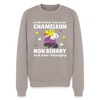 Nonbinary Chameleon Flag Pride LGBTQ Non Binary - Men's Premium Organic Jumper - taupe - Front - Nico (187cm)