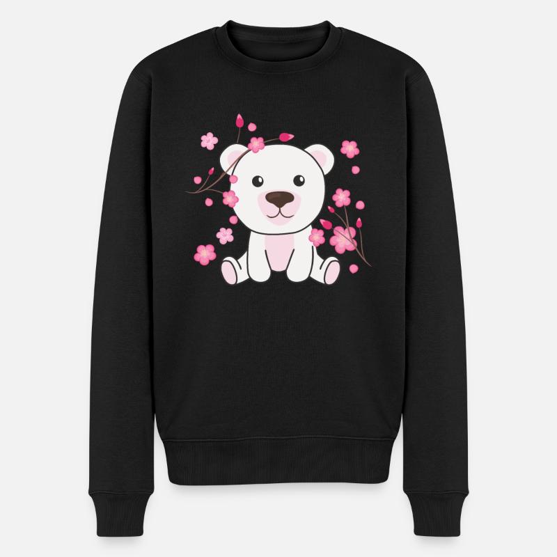 Eisbär süße Tiere für Kinder Kawaii - Männer Premium Bio Pullover - Schwarz