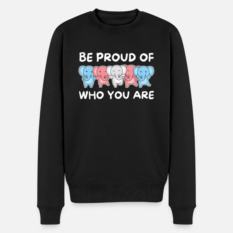 Transgender Flag Gay Pride LGBTQ Elefant - Männer Premium Bio Pullover - Schwarz