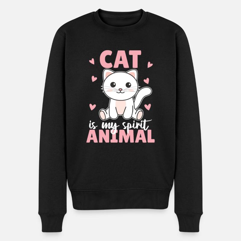 Cat is my spirit animal - süße Katze - Männer Premium Bio Pullover - Schwarz