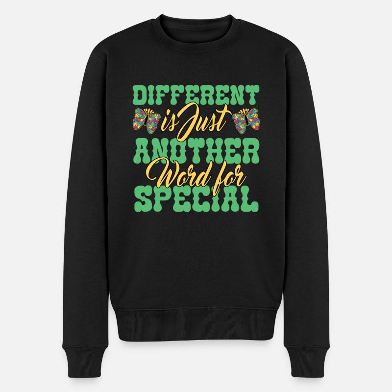 Different is just another word for special autism - Männer Premium Bio Pullover - Schwarz