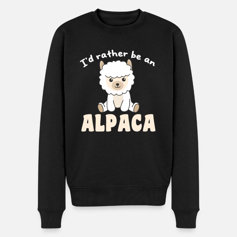 Ich wäre lieber ein Alpaka - süßes Alpaka - Männer Premium Bio Pullover - Schwarz