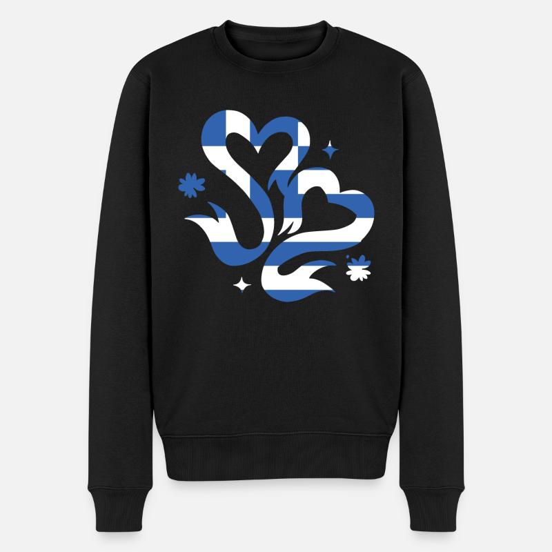 Griechenland Flagge Hellas Athen Griechische Fahne - Männer Premium Bio Pullover - Schwarz